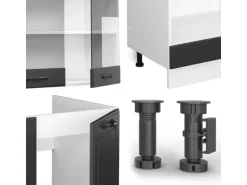 Vicco R-Line Eckküche Anthrazit Landhaus/Weiß 227 x 287 cm AP Eiche ohne E-Geräte