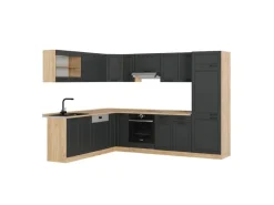 Vicco R-Line Eckküche Anthrazit Landhaus/Goldkraft Eiche 227 x 287 cm AP Eiche ohne E-Geräte