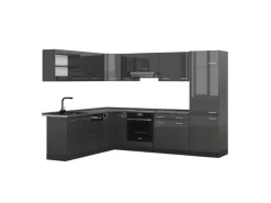 Vicco R-Line Eckküche Anthrazit Hochglanz/Anthrazit 227 x 287 cm AP Anthrazit ohne E-Geräte