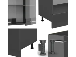 Vicco R-Line Eckküche Anthrazit Hochglanz/Anthrazit 227 x 287 cm AP Anthrazit ohne E-Geräte