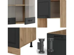 Vicco R-Line Eckküche Anthrazit Landhaus/Goldkraft Eiche 237 x 247 cm AP Eiche ohne E-Geräte