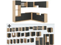 Vicco R-Line Eckküche Anthrazit Landhaus/Goldkraft Eiche 237 x 247 cm AP Eiche ohne E-Geräte