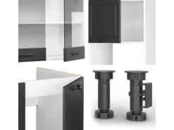 Vicco R-Line Eckküche Anthrazit Landhaus/Weiß 237 x 247 cm AP Anthrazit ohne E-Geräte