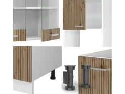 Vicco R-Line Eckküche Artisan Eiche/Weiß 237 x 247 cm ohne Arbeitsplatte ohne E-Geräte