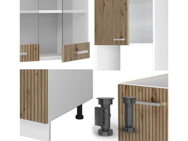 Vicco R-Line Eckküche Artisan Eiche/Weiß 237 x 247 cm ohne Arbeitsplatte ohne E-Geräte