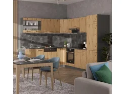 Vicco R-Line Eckküche Artisan Eiche/Anthrazit 227 x 287 cm AP Eiche ohne E-Geräte