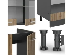 Vicco R-Line Eckküche Artisan Eiche/Anthrazit 227 x 287 cm AP Eiche ohne E-Geräte