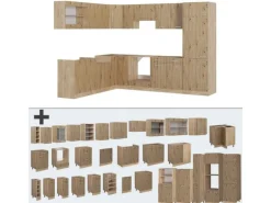 Vicco R-Line Eckküche Artisan-Eiche/Goldkraft Eiche 227 x 287 cm AP Marmor ohne E-Geräte