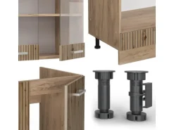 Vicco R-Line Eckküche Artisan-Eiche/Goldkraft Eiche 227 x 287 cm AP Anthrazit ohne E-Geräte