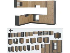 Vicco R-Line Eckküche Artisan Eiche/Anthrazit 227 x 287 cm ohne Arbeitsplatte ohne E-Geräte