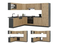 Vicco R-Line Eckküche Artisan Eiche/Anthrazit 227 x 287 cm ohne Arbeitsplatte ohne E-Geräte