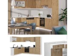 Vicco R-Line Eckküche Artisan Eiche/Weiß 227 x 287 cm AP Marmor ohne E-Geräte