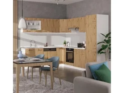 Vicco R-Line Eckküche Artisan Eiche/Weiß 227 x 287 cm AP Marmor ohne E-Geräte