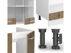 Vicco R-Line Eckküche Artisan Eiche/Weiß 227 x 287 cm AP Marmor ohne E-Geräte