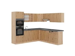 Vicco R-Line Eckküche Artisan-Eiche/Goldkraft Eiche 237 x 247 cm AP Anthrazit ohne E-Geräte