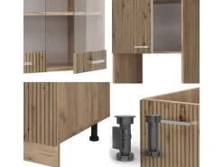 Vicco R-Line Eckküche Artisan-Eiche/Goldkraft Eiche 237 x 247 cm AP Anthrazit ohne E-Geräte