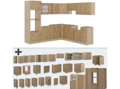 Vicco R-Line Eckküche Artisan-Eiche/Goldkraft Eiche 237 x 247 cm AP Anthrazit ohne E-Geräte