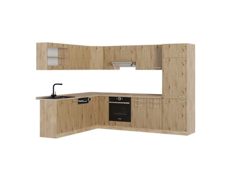 Vicco R-Line Eckküche Artisan-Eiche/Goldkraft Eiche 227 x 287 cm ohne Arbeitsplatte ohne E-Geräte