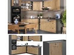 Vicco R-Line Eckküche Artisan Eiche/Anthrazit 237 x 247 cm AP Eiche ohne E-Geräte