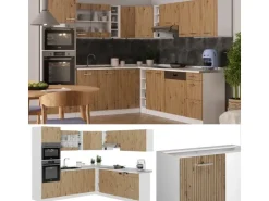 Vicco R-Line Eckküche Artisan Eiche/Weiß 237 x 247 cm AP Eiche ohne E-Geräte