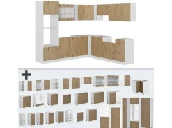 Vicco R-Line Eckküche Artisan Eiche/Weiß 237 x 247 cm AP Anthrazit ohne E-Geräte