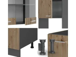 Vicco R-Line Eckküche Artisan Eiche/Anthrazit 237 x 247 cm ohne Arbeitsplatte ohne E-Geräte