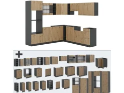 Vicco R-Line Eckküche Artisan Eiche/Anthrazit 237 x 247 cm ohne Arbeitsplatte ohne E-Geräte