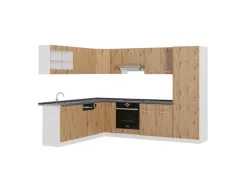 Vicco R-Line Eckküche Artisan Eiche/Weiß 227 x 287 cm AP Anthrazit ohne E-Geräte