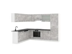 Vicco R-Line Eckküche Beton/Weiß 227 x 287 cm AP Anthrazit ohne E-Geräte