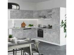 Vicco R-Line Eckküche Beton/Weiß 227 x 287 cm AP Anthrazit ohne E-Geräte