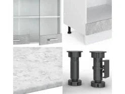 Vicco R-Line Eckküche Beton/Weiß 227 x 287 cm AP Anthrazit ohne E-Geräte