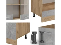 Vicco R-Line Eckküche Beton/Goldkraft Eiche 227 x 287 cm AP Marmor ohne E-Geräte