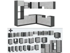 Vicco R-Line Eckküche Beton/Anthrazit 237 x 60 cm ohne Arbeitsplatte ohne E-Geräte