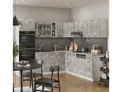 Vicco R-Line Eckküche Beton/Weiß 237 x 247 cm AP Anthrazit ohne E-Geräte