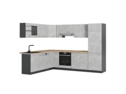 Vicco R-Line Eckküche Beton/Anthrazit 227 x 287 cm AP Eiche ohne E-Geräte