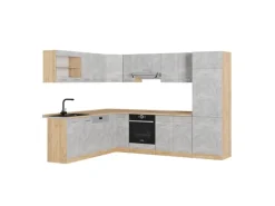 Vicco R-Line Eckküche Beton/Goldkraft Eiche 227 x 287 cm AP Eiche ohne E-Geräte