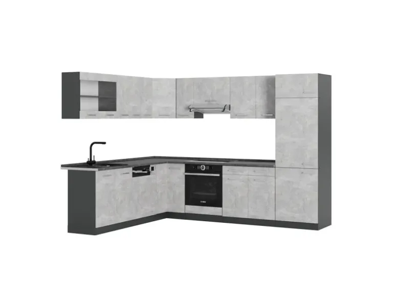 Vicco R-Line Eckküche Beton/Anthrazit 227 x 287 cm AP Anthrazit ohne E-Geräte