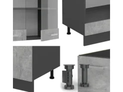 Vicco R-Line Eckküche Beton/Anthrazit 227 x 287 cm AP Anthrazit ohne E-Geräte