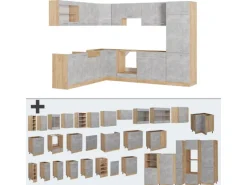 Vicco R-Line Eckküche Beton/Goldkraft Eiche 227 x 287 cm AP Anthrazit ohne E-Geräte