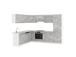 Vicco R-Line Eckküche Beton 227 x 287 cm ohne Arbeitsplatte ohne E-Geräte