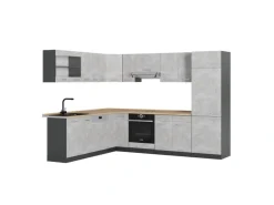 Vicco R-Line Eckküche Beton/Anthrazit 227 x 287 cm ohne Arbeitsplatte ohne E-Geräte