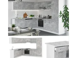 Vicco R-Line Eckküche Beton 227 x 287 cm AP Marmor ohne E-Geräte