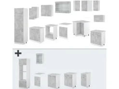 Vicco R-Line Eckküche Beton 227 x 287 cm AP Marmor ohne E-Geräte