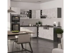 Vicco R-Line Eckküche Beton/Anthrazit 237 x 247 cm AP Marmor ohne E-Geräte