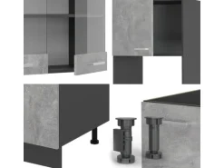 Vicco R-Line Eckküche Beton/Anthrazit 237 x 247 cm AP Marmor ohne E-Geräte