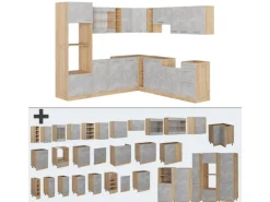 Vicco R-Line Eckküche Beton/Goldkraft Eiche 237 x 247 cm AP Marmor ohne E-Geräte