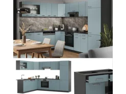 Vicco R-Line Eckküche Blau-Grau/Anthrazit 227 x 287 cm AP Marmor ohne E-Geräte