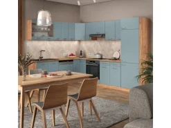 Vicco R-Line Eckküche Blau-Grau/Goldkraft Eiche 227 x 287 cm AP Eiche ohne E-Geräte