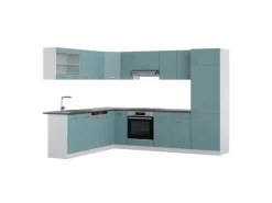 Vicco R-Line Eckküche Blau-Grau/Weiß 227 x 287 cm AP Anthrazit ohne E-Geräte