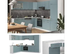 Vicco R-Line Eckküche Blau-Grau/Weiß 227 x 287 cm AP Anthrazit ohne E-Geräte